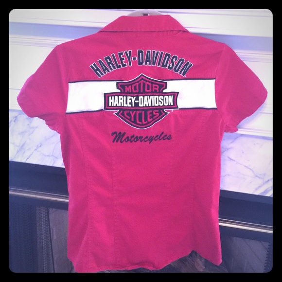 Women's S/S Harley Davidson Zip Front Shirt