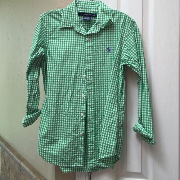 Ralph Lauren green gingham button down. Size 4.