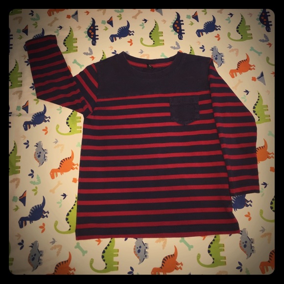 Navy and red stripped long sleeved shirt