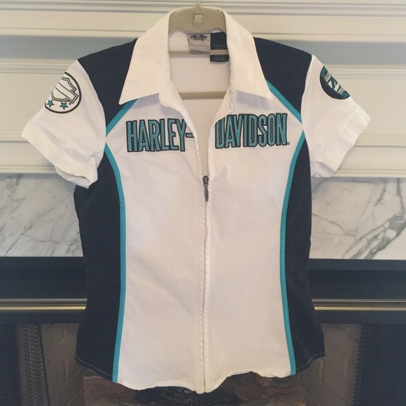 Women's S/S Harley Davisdon Zip Front Shirt