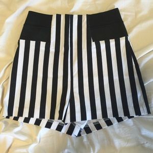 Black and white pin striped shorts