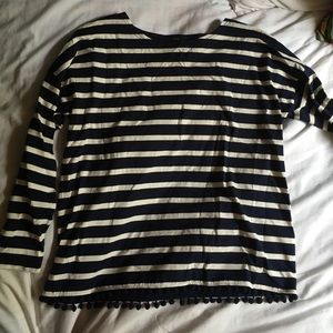 J. Crew pompom long sleeve striped shirt