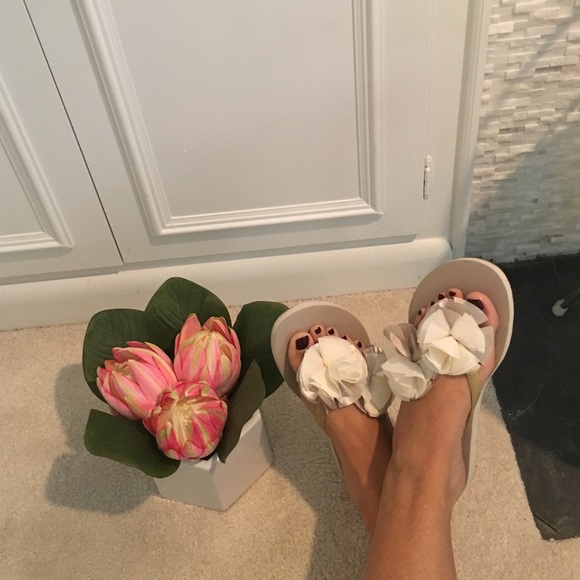 JCrew rosette flip flops