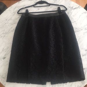 Ann Taylor lace and faux leather pencil skirt