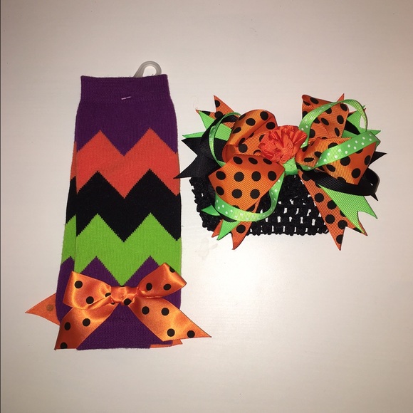 Halloween head band and leg warmers set