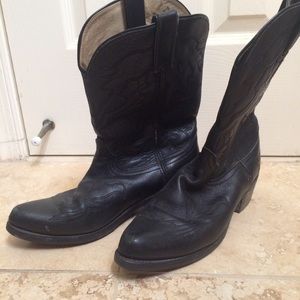 Black Leather Cowboy Boots