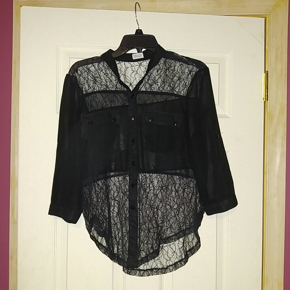 Sheer short sleeve button down!