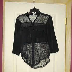Sheer short sleeve button down!