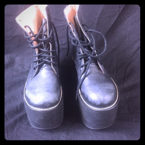 Jeffrey Campbell X Nasty Gal Black Riot Boots. 6