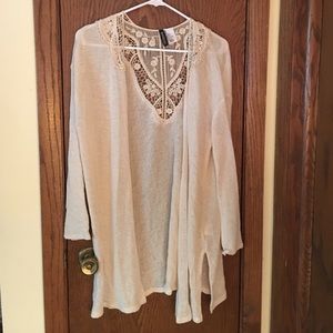Beige Cardigan w/Lace