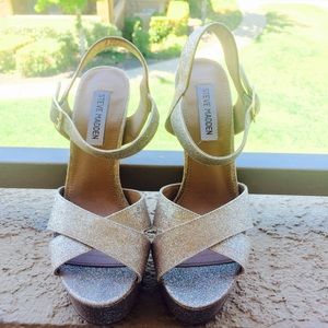 Steve Madden Nude Glitter Platforms