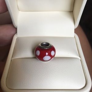 Glass polka dot bead. Fits Pandora bracelet