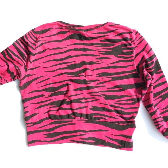 Long Sleeve Pink & Black Crop Cardigan Size M - Picture 3 of 4