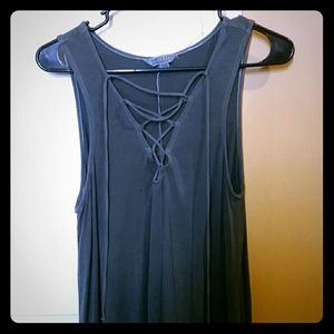 Soft & sexy gray tank with lace up detail