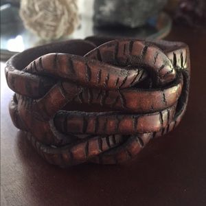 Woven Celtic Brown Leather Cuff Bracelet