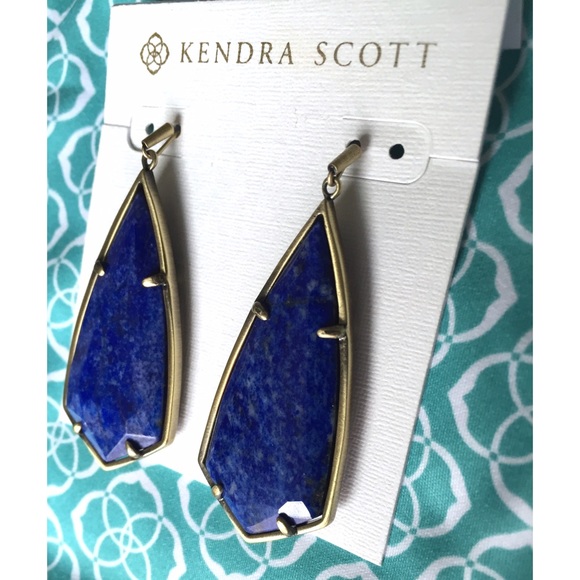 LAST ONE! NWT Kendra Scott Caroline Lapis Earrings - Picture 2 of 3