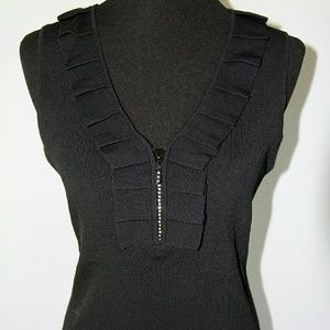 Sleeveless black blouse w/ rhinestone front zipper