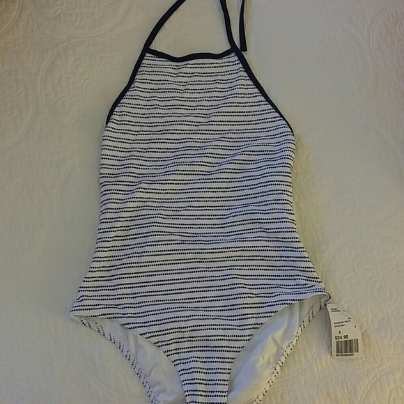 White and navy swimsuit from Forever 21