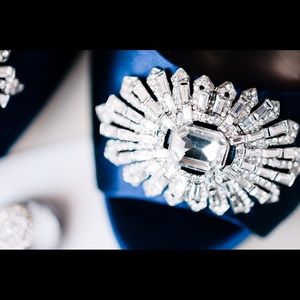 Badgley Mischka Jazmin in Navy Blue Satin