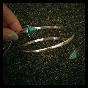 Boho turquoise and Black and gold arm cuff