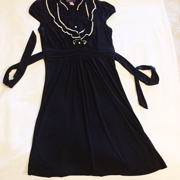 Black dress with white trim