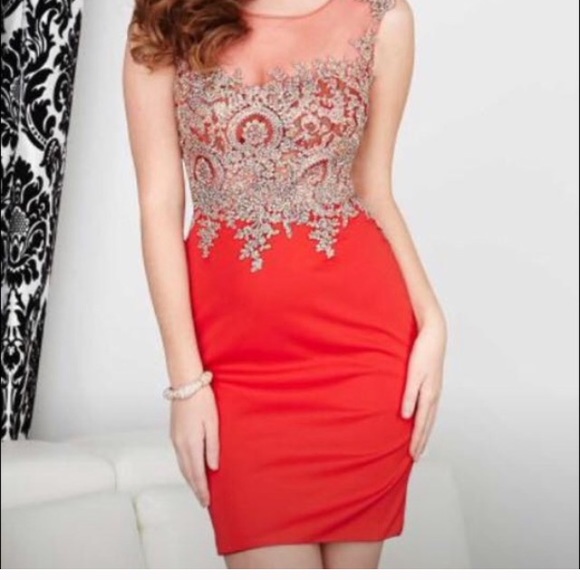 Sherri Hill red and gold cocktail dress