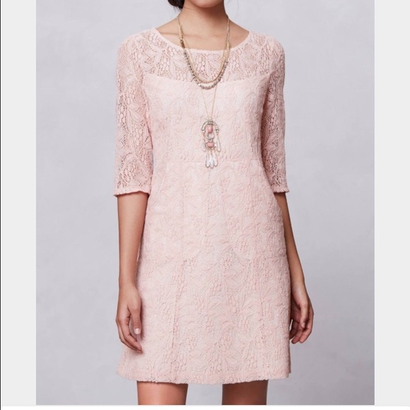 Anthropologie blush pink lace dress