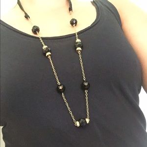 *donating soon*J. Crew Black Bead Ribbon Necklace