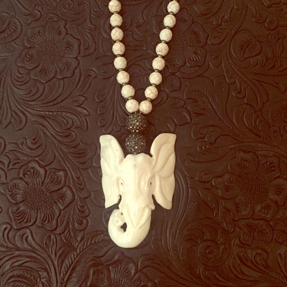 Carved Antique Bone Elephant Pendant