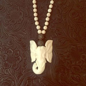 Carved Antique Bone Elephant Pendant