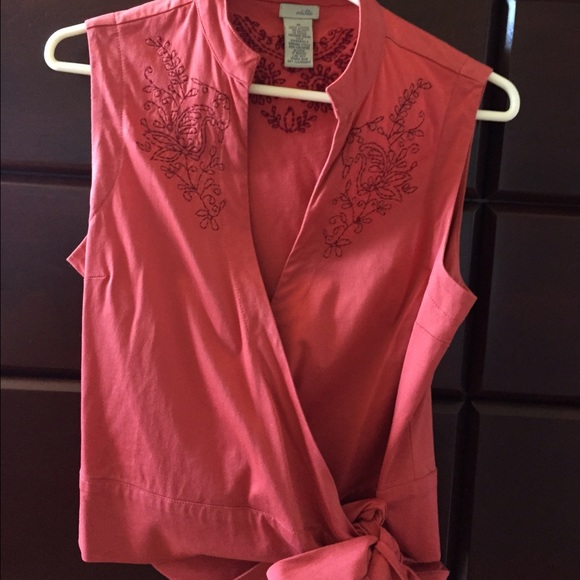 Anthropologie wrap blouse with embroidery