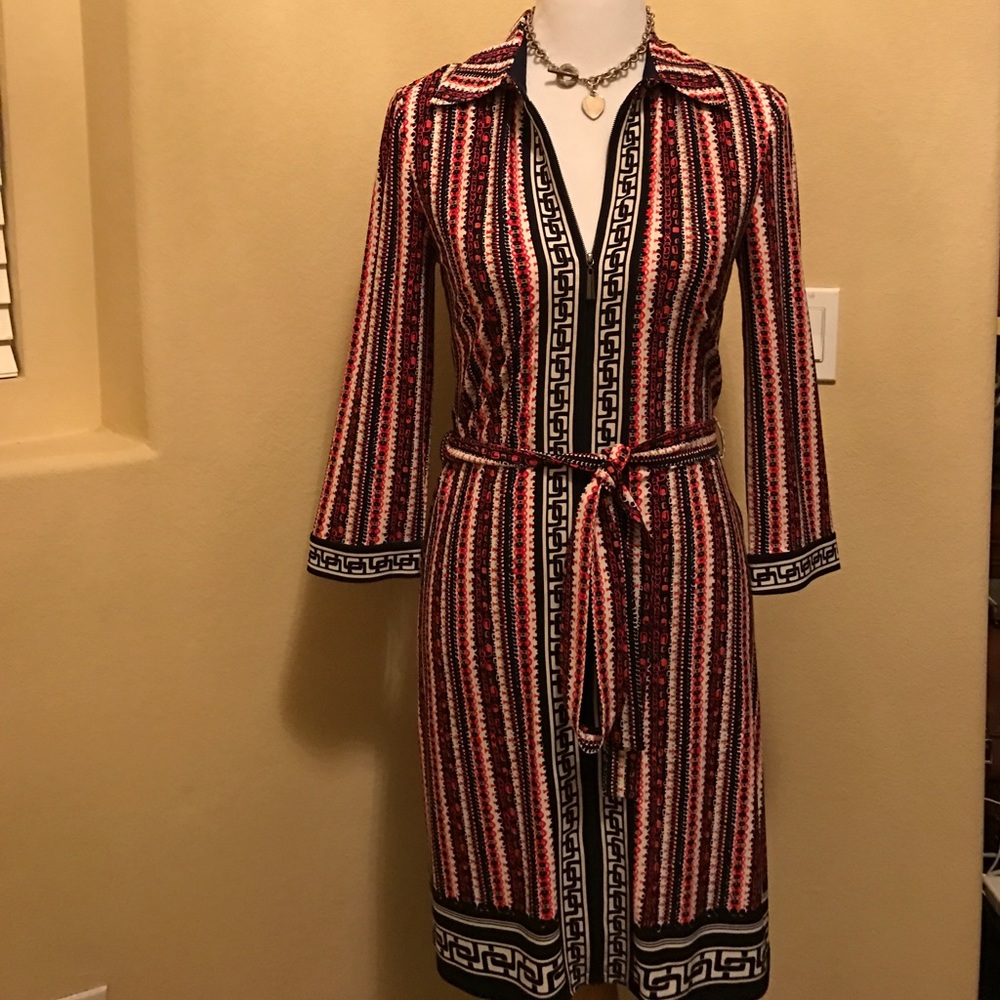 Laundry zip front multi color dress