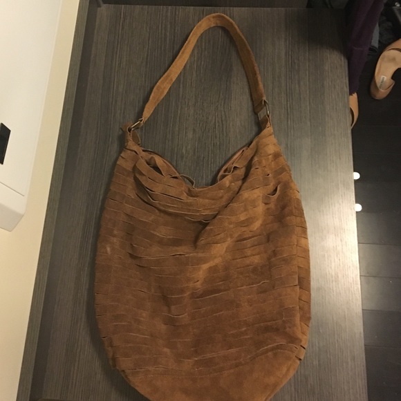 Large suede hobo bag
