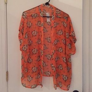 LA Hearts orange Kimono top