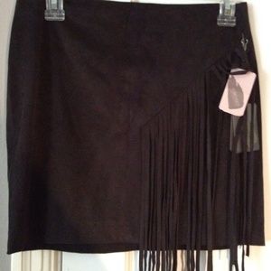 Black Suede fringe skirt