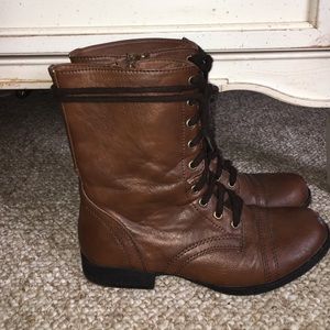 Brown combat boots