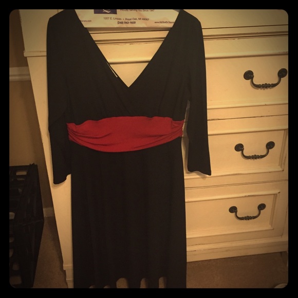 Black dress with red accent
