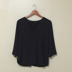 Ann Taylor V-neck Blouse in Navy