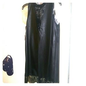 NWOT zara black faux leather cutout lace dress