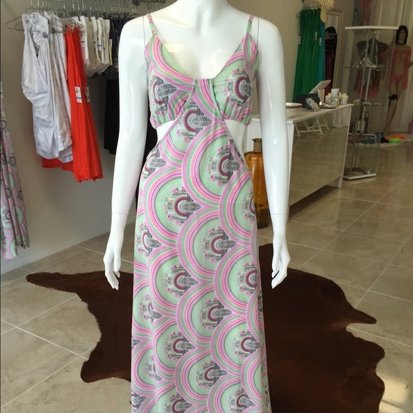 Retro Print Cut Out Dress