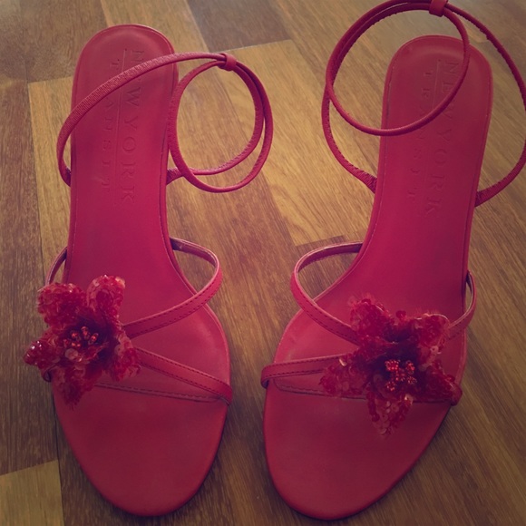 Women's strappy red heels