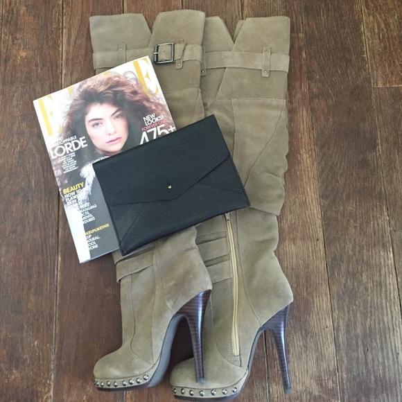 Suede over the knee boots.