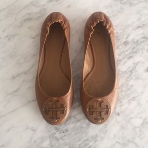 Tumbled leather Tory Burch Reva Flats
