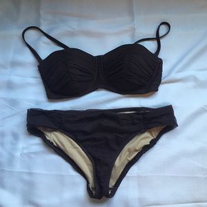J. Crew Tulle Ruched Bikini in Dark Rosewood