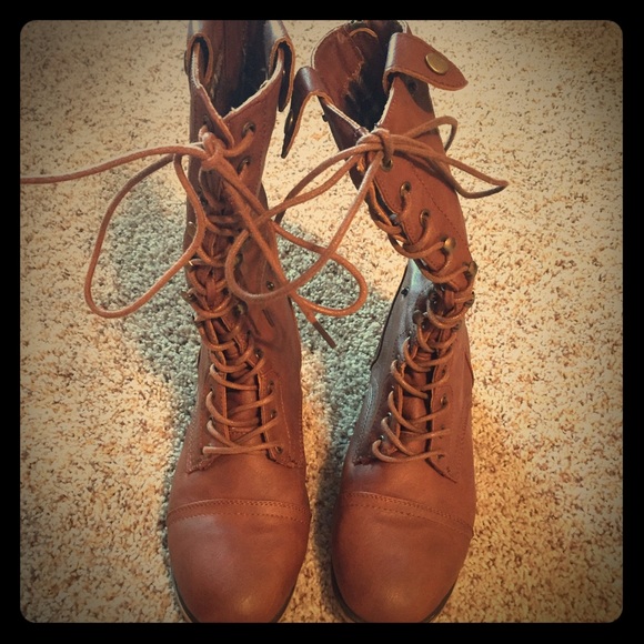 Brown Combat Boots - Picture 1 of 3