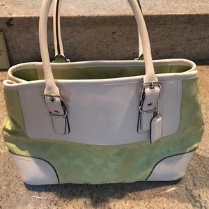 Authentic Green & White Coach bag