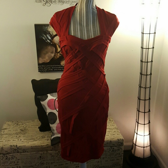 Red crisscross pattern dress
