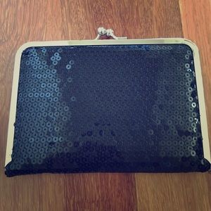 Black sequin clutch