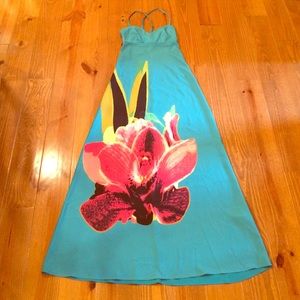 Bebe satin maxi dress with floral print