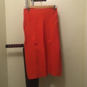 Orange pencil skirt
